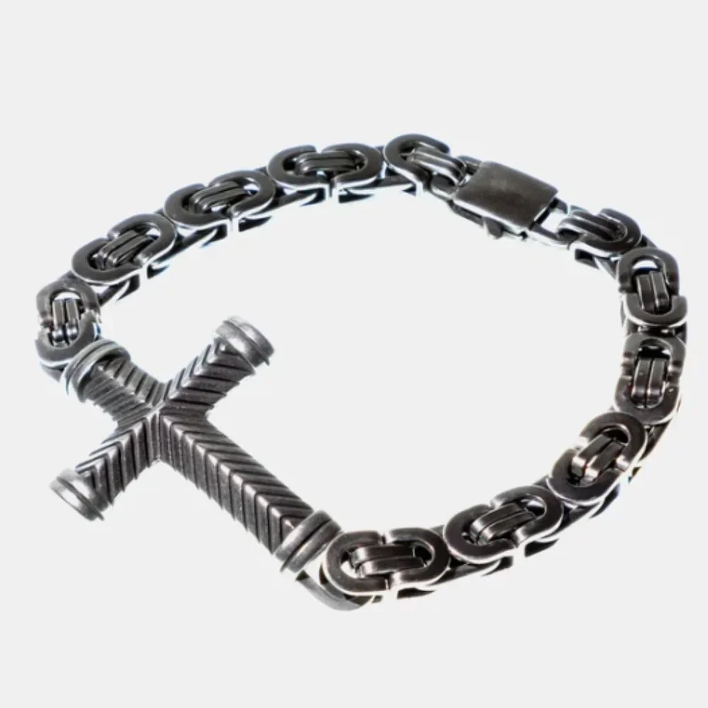 DELL ARTE BY JEAN CLAUDE Stainless Steel Cross Bracelet